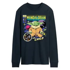 スター ウォーズ メンズ トップス Tシャツ グラフィック Menstar Wars The Mandalorian The Child Comicover Long Sleeve Graphic Tee Navy ネイビー