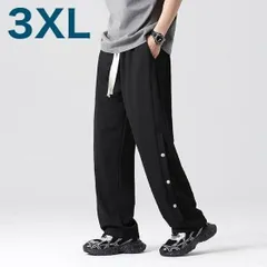 【訳あり】 ジャージ 3XL スポーツ 部屋着 カジュアル ワイドパンツ 黒 ブラック 古着