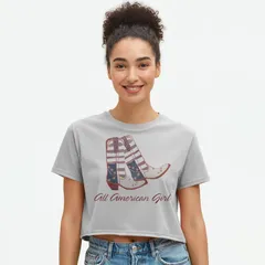 アンブランデッド レディース トップス Tシャツ グラフィック Unbranded Juniors Grayson Threads The Label All American Girl Boxy Cropatriotic Graphic Tee Bright