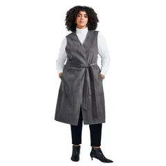 アベニュー レディース アウター ジャケット・ブルゾン プラスサイズ ベスト Avenue Womens Plusize Nova Longline Vest Grey Marle グレー