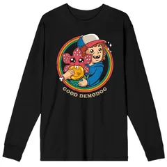 アニメキャラクター メンズ トップス Tシャツ グラフィック Licensed Character Menstranger Things Goodemodog Long Sleeve Graphic Tee Black ブラック