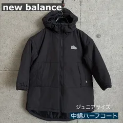 【新品 未使用】newbalance ニューバランス ジュニア ハーフコート 中綿コート ベンチコート シューパッチ 中綿ハーフコート キッズ 子供用 ABJ55567 ブラック BLK 防寒 中綿ジャケット アウター
