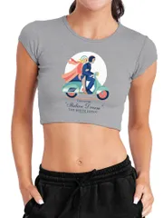 アニメキャラクター レディース トップス Tシャツ Licensed Character Juniors White Lotus Italian Dream Baby Rib Tee Heather Gray グレー