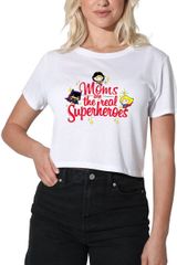 애니메이션 캐릭터 레이디스 탑스 T셔츠 Licensed Character Womens Justice League Momsuperheroes Crop Tee White 화이트