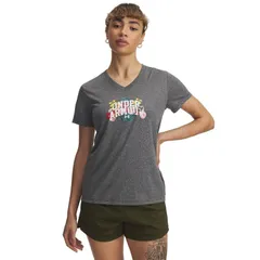 アンダーアーマー レディース トップス Tシャツ Vネック グラフィック Womens Under Armour Watercolor Graphic VNeck Short Sleeve Top Black ブラック