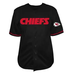 【送料無料】 ファナティクス メンズ Tシャツ トップス Mens Fanatics Black Kansas City Chiefs Pop FullButton Jersey Chf Black