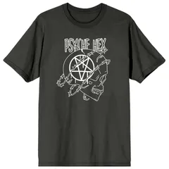 アニメキャラクター メンズ トップス Tシャツ グラフィック Licensed Character Mens Halloween Psychex Pentagram Skull Graphic Tee Black ブラック