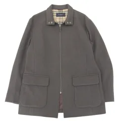 極美品▲BURBERRY LONDON バーバリーロンドン ウール アンゴラ混 裏地ノバチェック ZIP ジャケット コート ブラウン L 日本製 正規品 メンズ