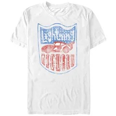 ディズニー メンズ トップス Tシャツ グラフィック Disneys Cars Lightning McQueen Americana Badge Mens Graphic Tee White ホワイト