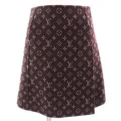 極美品△LOUIS VUITTON ルイヴィトン 21AW 1A90Z6  モノグラム マルタンガール ウール シルク ロゴボタン ミニスカート ブラウン グレー 34 イタリア製 正規品 レディースのサムネイル