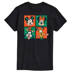 ディズニー メンズ トップス Tシャツ グラフィック Disneys Mickey Mouse Friends Mens Christmas Grid Graphic Tee Black ブラック