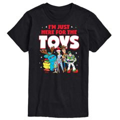 디즈니 픽사 맨즈 탑스 T셔츠 그래픽 Disney Pixars Toy Story 4 Mens Here For The Toys Graphic Tee Black 블랙