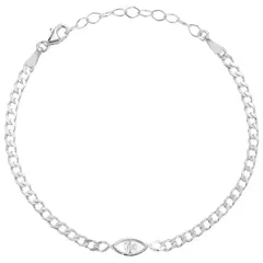 Sunkissed Sterling レディース アクセサリー ブレスレット・バングル・アンクレット Sunkissed Sterling Silver Cubic Zirconia Evil Eye Bracelet Silver Tone シルバー