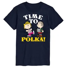 アニメキャラクター メンズ トップス Tシャツ ドット グラフィック Licensed Character Mens Peanuts Time To Polka Graphic Tee Navy ネイビー