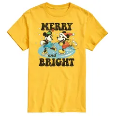 ディズニー メンズ トップス Tシャツ グラフィック Disneys Mickey Minnie Mouse Mens Merry And Bright Graphic Tee Yellow イエロー