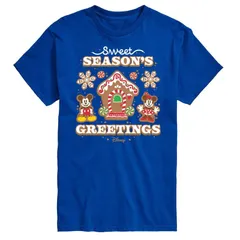 ディズニー メンズ トップス Tシャツ グラフィック Disneys Mickey Minnie Mouse Mensweet Seasons Greetings Graphic Tee Royal Blue ブルー
