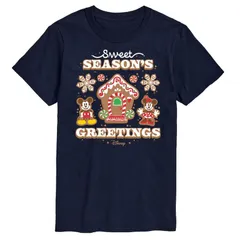 ディズニー メンズ トップス Tシャツ グラフィック Disneys Mickey Minnie Mouse Mensweet Seasons Greetings Graphic Tee Navy ネイビー