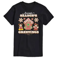 ディズニー メンズ トップス Tシャツ グラフィック Disneys Mickey Minnie Mouse Mensweet Seasons Greetings Graphic Tee Black ブラック