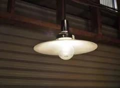 昭和レトロ乳白色ガラス電笠セット　古録展  送料無料　中古 品番D6518