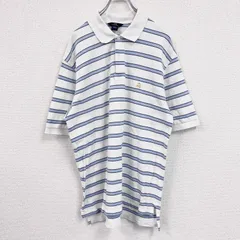 古着 used　Brooks Brothers 346　半袖ポロシャツ　ボーダー　白　ホワイト　Lサイズ