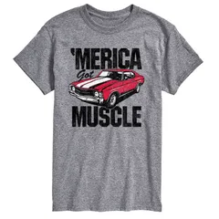 アニメキャラクター メンズ トップス Tシャツ グラフィック Licensed Character Mens Merica Got Muscle Car Graphic Tee Gray グレー