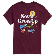 ディズニー メンズ トップス Tシャツ グラフィック Disneys Peter Pan Mens Never Grow Up Graphic Tee Red レッドのサムネイル