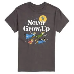 ディズニー メンズ トップス Tシャツ グラフィック Disneys Peter Pan Mens Never Grow Up Graphic Tee Charcoal チャコールのサムネイル