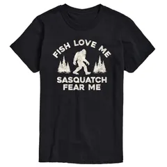 アニメキャラクター メンズ トップス Tシャツ グラフィック Licensed Character Mensasquatch Fear Me Fish Love Me Graphic Tee Black ブラック