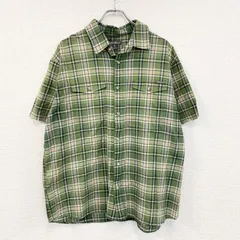 古着 used　Eddie Bauer　エディーバウアー　半袖シャツ　チェック柄　緑　グリーン　XLサイズ