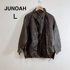 JUNOAH ジュノア フェイクレザーステンカラードロストブルゾン フェイクレザージャケット ブルゾン フェイクレザー ブラウン オーバーサイズ L