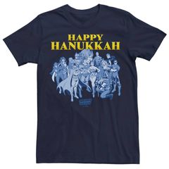 애니메이션 캐릭터 맨즈 탑스 T셔츠 Licensed Character Mens Justice League Happy Hanukkah Group Shotee Navy 네이비