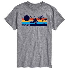 ディズニー メンズ トップス Tシャツ グラフィック Disneys Mickey Mouse Mensunset Pattern Graphic Tee Gray グレー
