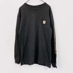古着 used　Carhartt　カーハート　長袖プリントTシャツ/ロンT　ポケT　黒　ブラック　Sサイズ
