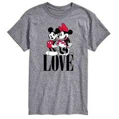 ディズニー メンズ トップス Tシャツ グラフィック Disneys Mickey Minnie Mouse Love Mens Graphic Tee Gray グレー