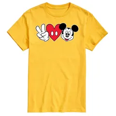 ディズニー メンズ トップス Tシャツ グラフィック Disneys Mickey Mouse Mens Peace Love Mickey Graphic Tee Yellow イエロー