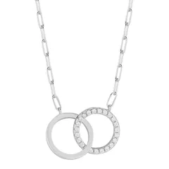 Sunkissed Sterling レディース アクセサリー ネックレス・チョーカー・ペンダントトップ レース Sunkissed Sterling Cubic Zirconia Interlocking Rings Necklace Silver Tone