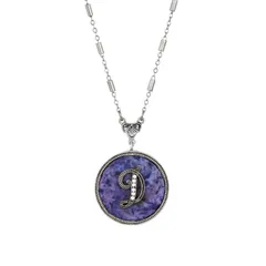 1928 レディース アクセサリー ネックレス・チョーカー・ペンダントトップ レース 1928 Silver Tone Round Initial Pendant Necklace D シルバー