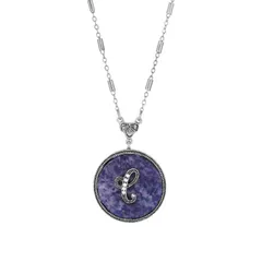 1928 レディース アクセサリー ネックレス・チョーカー・ペンダントトップ レース 1928 Silver Tone Round Initial Pendant Necklace C シルバー