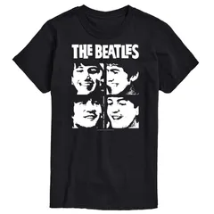アニメキャラクター メンズ トップス Tシャツ Licensed Character Mens The Beatles Face Grid Tee Black ブラック