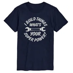 アニメキャラクター メンズ トップス Tシャツ Licensed Character Mens I Build Things Tee Navy ネイビー
