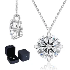 [KRKC] モアサナイト ネックレスレディース:誕生日プレゼント女性 S925スターリングシルバー 一粒ダイヤ 0.5/1.0/2.0/3.0/4.0ct 人工ダイヤモンド 4本爪 金属アレルギー対応 ホワイトゴールドメッキ シンプル 人気 ギフトボック 1