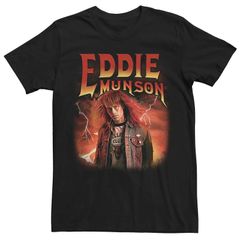 애니메이션 캐릭터 맨즈 탑스 T셔츠 Licensed Character Mens Netflix Stranger Things Eddie Munson Tee Black 블랙