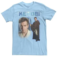 アニメキャラクター メンズ トップス Tシャツ Licensed Character Menstar Wars ObiWan Kenobi Tee Light Blue ブルー