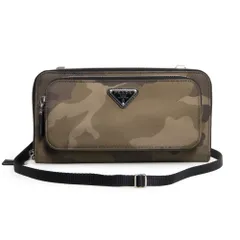 プラダ 1MT020 ショルダーウォレット カモフラージュ トライアングル 三角ロゴ TESSUTO CAMOUFLAGE ナイロン レザー MIMETICO カーキ ショルダーバッグ 斜め掛け 長財布 シルバー金具 箱付 PRADA（新品・未使用品）