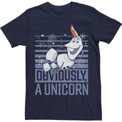 ディズニー メンズ トップス Tシャツ Disneys Frozen 2 Olaf Obviously A Unicorn Mens Tee Navy ネイビー