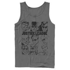 アニメキャラクター メンズ トップス Tシャツ Licensed Character Mens DComics Justice League Group Shot Panel Poster Tank Top Charcoal チャコール