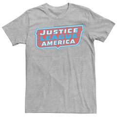 애니메이션 캐릭터 맨즈 탑스 T셔츠 로고 Licensed Character Mens DComics Justice League Of America Text Poster Logo Tee Athletic Heather 헤더