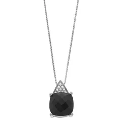 Gemminded レディース アクセサリー ネックレス・チョーカー・ペンダントトップ レース Gemminded Sterling Silver Onyx Pendant Necklace with White Topaz Accentsterling ホワ