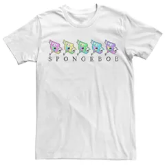 アニメキャラクター メンズ トップス Tシャツ Licensed Character MenspongeBob Color Neon Line Up Tee White ホワイト
