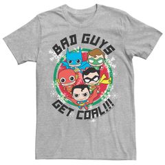 애니메이션 캐릭터 맨즈 탑스 T셔츠 Licensed Character Mens DComics Justice League Bad Guys Get Coal Christmas Tee Athletic Heather 헤더